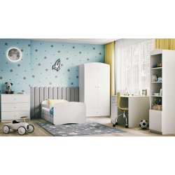 Babydreams juniorseng, m. madras, sengehest og skuffe - hvid laminat (160x80)