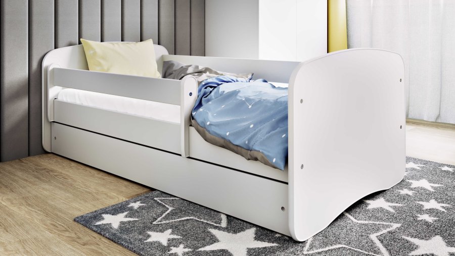 Babydreams juniorsng, med madrass, stdbrda och lda - vit laminat (180x80)