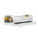 Babydreams juniorsng med lastbil, med madrass, stdbrda och lda - vit laminat (160x80)