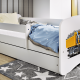 Babydreams juniorsng med lastbil, med madrass, stdbrda och lda - vit laminat (160x80)