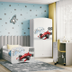 Babydreams juniorsng med racerbil, med madrass, stdbrda och lda - vit laminat (140x70)