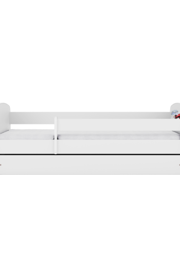 Babydreams juniorsng med racerbil, med madrass, stdbrda och lda - vit laminat (140x70)