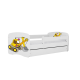 Babydreams juniorseng med gravemaskine, m. madras, sengehest og skuffe - hvid laminat (180x80)