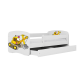 Babydreams juniorseng med gravemaskine, m. madras, sengehest og skuffe - hvid laminat (140x70)