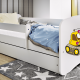 Babydreams juniorseng med gravemaskine, m. madras, sengehest og skuffe - hvid laminat (140x70)