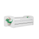 Babydreams juniorsng med liten dinosaurie, med madrass, stdbrda och lda - vit laminat (160x80)