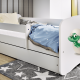 Babydreams juniorsng med liten dinosaurie, med madrass, stdbrda och lda - vit laminat (140x70)