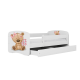 Babydreams juniorseng med bamse og blomster, m. madras, sengehest og skuffe - hvid laminat (140x70)