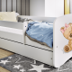 Babydreams juniorseng med bamse og blomster, med madrass, sengehest og skuff - hvit laminat (160x80)