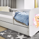 Babydreams juniorseng med bamse og sommerfugle, m. madras, sengehest, skuffe - hvid laminat (140x70)