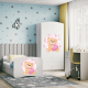 Babydreams juniorseng med bamse og sommerfugle, m. madras, sengehest, skuffe - hvid laminat (180x80)