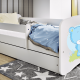 Babydreams juniorseng med bl bamse, m. madras, sengehest, skuffe - hvid laminat (180x80)