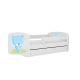 Babydreams juniorseng med bl bamse, m. madras, sengehest, skuffe - hvid laminat (140x70)