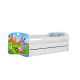 Babydreams juniorsng med safaridjur, med madrass, stdbrda, lda - vit laminat (160x80)