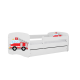 Babydreams juniorseng med brandbil, m. madras, sengehest, skuffe - hvid laminat (180x80)