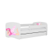 Babydreams juniorseng med fe med vinger, m. madras, sengehest, skuffe - hvid laminat (140x70)