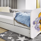 Babydreams juniorseng med Zoo-dyr, med madrass, sengehest, skuff - hvit laminat (160x80)