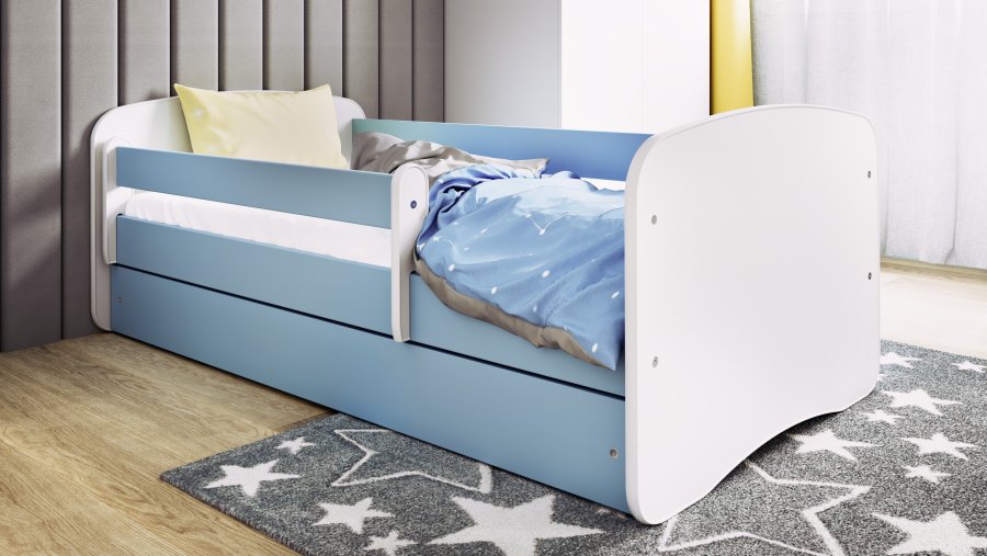 Babydreams juniorsng, med madrass, stdbrda, lda - vit och bl laminat (140x70)