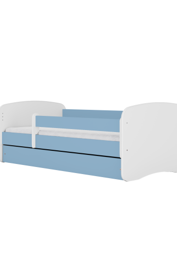 Babydreams juniorsng med racerbil, med madrass, stdbrda, lda - vit och bl laminat (160x80)