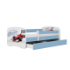 Babydreams juniorsng med racerbil, med madrass, stdbrda, lda - vit och bl laminat (160x80)