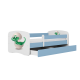 Babydreams juniorsng med liten dinosaurie, med madrass, stdbrda, lda - vit och bl laminat (180x80)