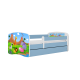 Babydreams juniorsng med safaridjur, med madrass, stdbrda, lda - vit och bl laminat (180x80)