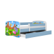 Babydreams juniorsng med safaridjur, med madrass, stdbrda, lda - vit och bl laminat (160x80)