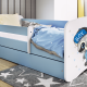 Babydreams juniorsng med tvttbjrn, med madrass, stdbrda och lda - vit och bl laminat (180x80)