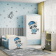 Babydreams juniorsng med tvttbjrn, med madrass, stdbrda och lda - vit och bl laminat (180x80)