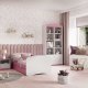Babydreams juniorseng, med madrass, sengehest, skuff - hvit og rosa laminat (180x80)