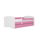 Babydreams juniorseng, med madrass, sengehest, skuff - hvit og rosa laminat (180x80)