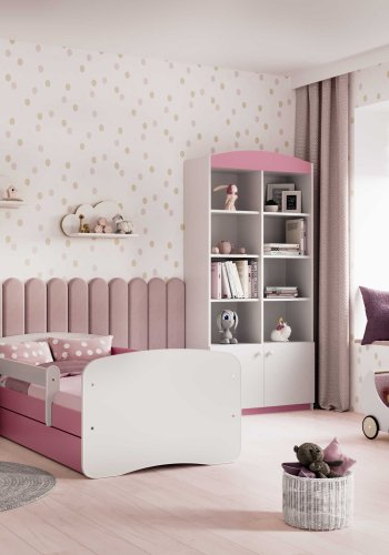 Babydreams juniorsng, med madrass, stdbrda, lda - vitt och rosa laminat (140x70)