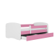 Babydreams juniorseng, med madrass, sengehest, skuff - hvit og rosa laminat (180x80)