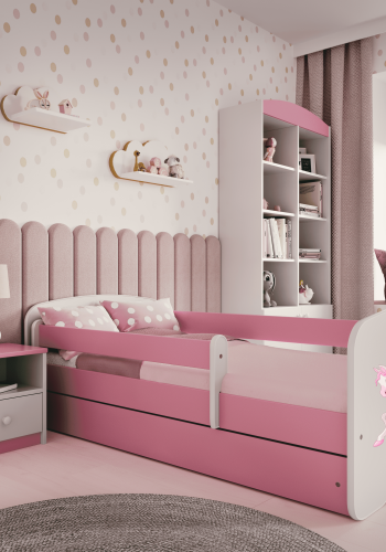 Babydreams juniorsng prinsessa p hst, med madrass, stdbrda, lda - vit/rosa laminat (140x70)