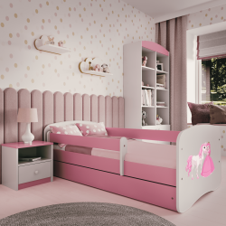 Babydreams juniorseng prinsesse m hest, m. madras, sengehest, skuffe - hvid/lyserd laminat (140x70)