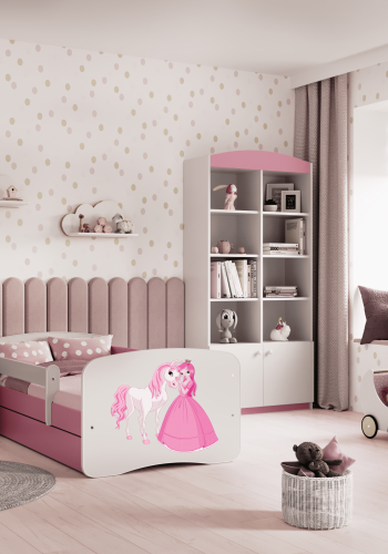 Babydreams juniorsng prinsessa med hst, med madrass, stdbrda, lda - vit/rosa laminat (180x80)