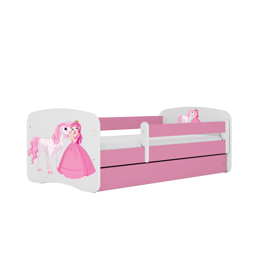 Babydreams juniorsng prinsessa med hst, med madrass, stdbrda, lda - vit/rosa laminat (180x80)
