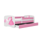 Babydreams juniorsng prinsessa med hst, med madrass, stdbrda, lda - vit/rosa laminat (160x80)