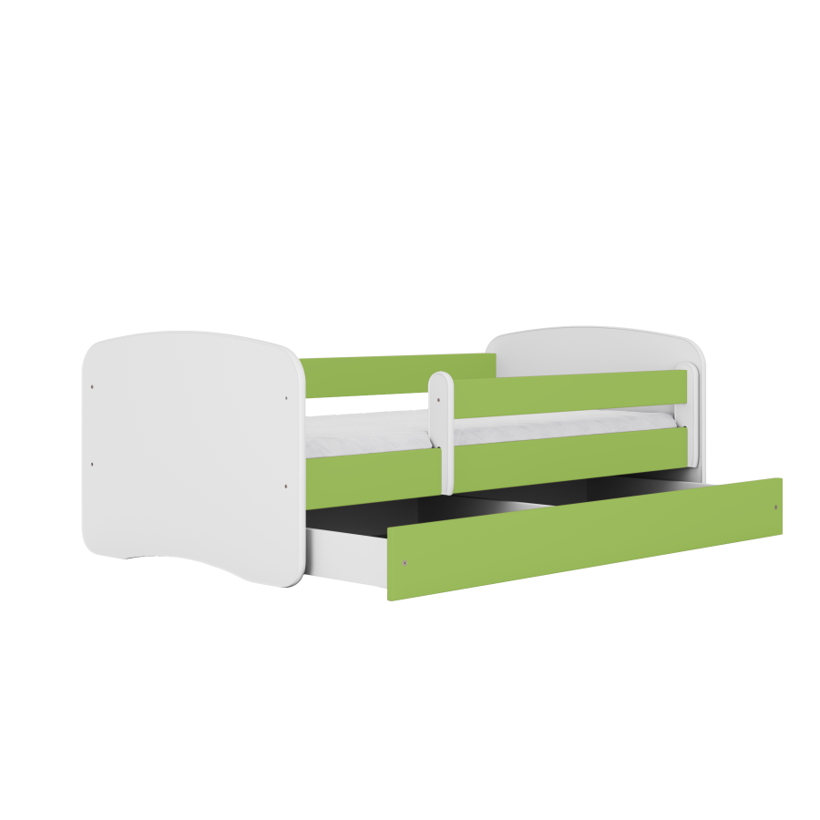 Babydreams juniorsng, med madrass, stdbrda, lda - vit och grn laminat (180x80)