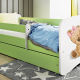Babydreams juniorseng m bamse/blomster, m. madras, sengehest, skuffe - hvid og grn laminat (160x80)