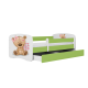 Babydreams juniorseng m bamse/blomster, m. madras, sengehest, skuffe - hvid og grn laminat (180x80)