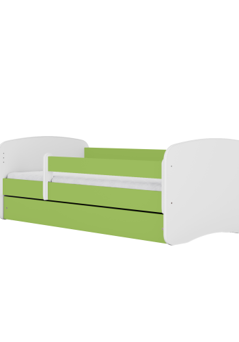 Babydreams juniorseng med bamse/blomster, med madrass, sengehest, skuff - hvit og grnn laminat (140x70)