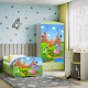 Babydreams juniorsng med safaridjur, med madrass, stdbrda, lda - vit/grn laminat (160x80)