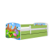 Babydreams juniorsng med safaridjur, med madrass, stdbrda, lda - vit/grn laminat (140x70)