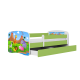 Babydreams juniorsng med safaridjur, med madrass, stdbrda, lda - vit/grn laminat (160x80)