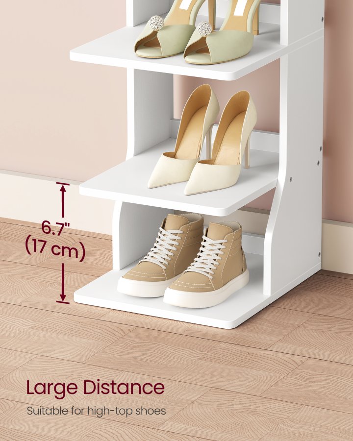 VASAGLE Slim skoreol, smal skoopbevaringsorganisator, 9-etagers skostativ, til sm� rum, entr&eacute;, garderobe, mat hvid LBS210WB01