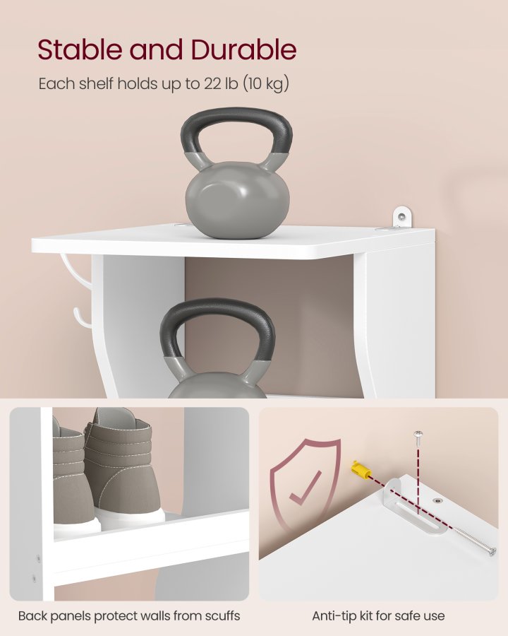 VASAGLE Slim skoreol, smal skoopbevaringsorganisator, 9-etagers skostativ, til sm� rum, entr&eacute;, garderobe, mat hvid LBS210WB01