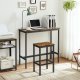 VASAGLE Spisebords�t, Barbord og taburetter, Morgenmadsbarbord med barstole, s�t med 2, industrielt st�lstel, rustik brun og sort LBT218B01