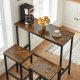VASAGLE Spisebords�t, Barbord og taburetter, Morgenmadsbarbord med barstole, s�t med 2, industrielt st�lstel, rustik brun og sort LBT218B01
