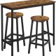 VASAGLE LBT219B01 Barbords�t, H�jt bord med 2 barstole, Barbord med barstole, K�kkenbord og k�kkenstole Industridesign til k�kken, Brun